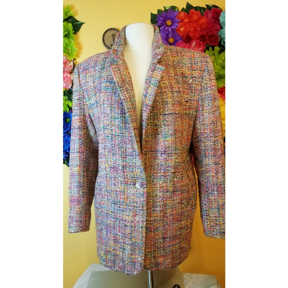 🍰 Vintage tweed blazer with gemstones- small